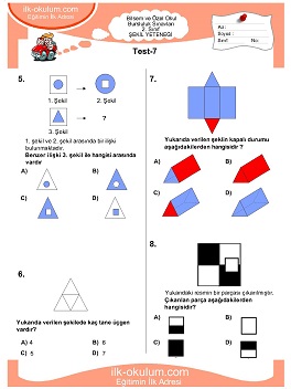 ilkokul 1. Sınıf Bilsem Zeka Testi 